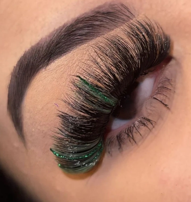 Green Glitter lashes $12.00